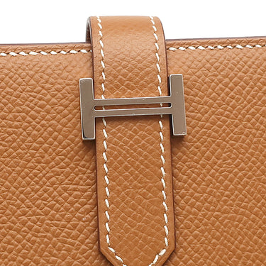 エルメス HERMES ベアンスフレ ゴールド ヴォーエプソン 長財布 シルバー金具 二つ折り財布