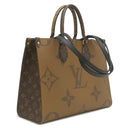 ルイヴィトン LOUIS VUITTON オンザゴー MM M45321 モノグラム モノグラムキャンバス モノグラムリバースキャンバス トートバッグ ゴールド金具 茶 ハンドバッグ