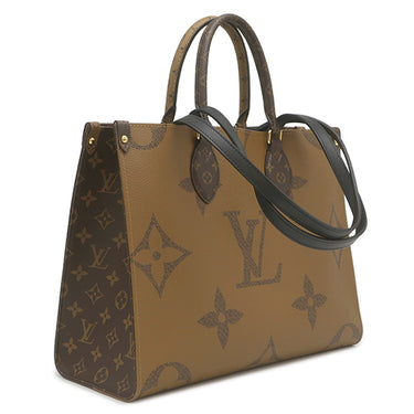 ルイヴィトン LOUIS VUITTON オンザゴー MM M45321 モノグラム モノグラムキャンバス モノグラムリバースキャンバス トートバッグ ゴールド金具 茶 ハンドバッグ