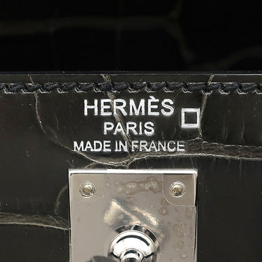 エルメス HERMES ケリー25 外縫い グラファイト アリゲーター 2WAYバッグ シルバー金具