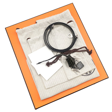 エルメス HERMES ケリー25 外縫い グラファイト アリゲーター 2WAYバッグ シルバー金具