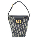 クリスチャン・ディオール Christian Dior アンバー ミニ バケットバッグ ネイビー系 コットン レザー 2WAYバッグ ゴールド金具 ショルダー オブリーク