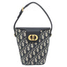 クリスチャン・ディオール Christian Dior アンバー ミニ バケットバッグ ネイビー系 コットン レザー 2WAYバッグ ゴールド金具 ショルダー オブリーク