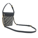 クリスチャン・ディオール Christian Dior アンバー ミニ バケットバッグ ネイビー系 コットン レザー 2WAYバッグ ゴールド金具 ショルダー オブリーク