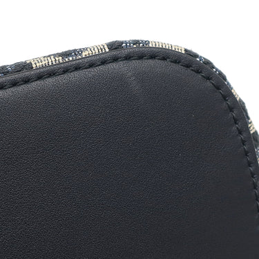 クリスチャン・ディオール Christian Dior アンバー ミニ バケットバッグ ネイビー系 コットン レザー 2WAYバッグ ゴールド金具 ショルダー オブリーク