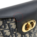 クリスチャン・ディオール Christian Dior アンバー ミニ バケットバッグ ネイビー系 コットン レザー 2WAYバッグ ゴールド金具 ショルダー オブリーク
