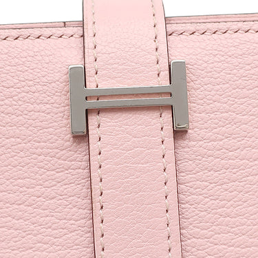 エルメス HERMES ベアンスフレ ローズサクラ シェーブル 長財布 シルバー金具 二つ折り財布