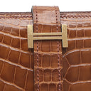 エルメス HERMES ベアンスフレ ミール アリゲーター 長財布 ゴールド金具 クロコ シャイン 二つ折り財布