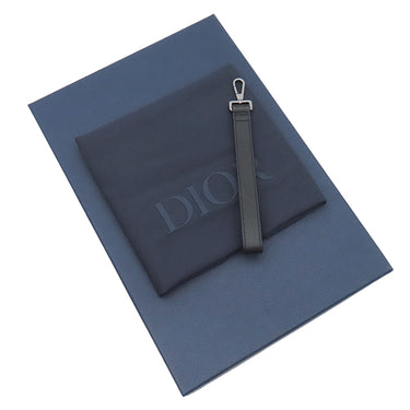 クリスチャン・ディオール Christian Dior オブリーク ジャカード ポーチ ネイビー系 レザー ジャガード セカンドバッグ シルバー金具 クラッチ 紺