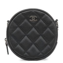 シャネル CHANEL マトラッセ ラウンド チェーン ショルダー ブラック ラムスキン ショルダーバッグ シルバー金具 黒 ココマーク