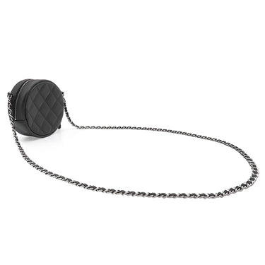 シャネル CHANEL マトラッセ ラウンド チェーン ショルダー ブラック ラムスキン ショルダーバッグ シルバー金具 黒 ココマーク