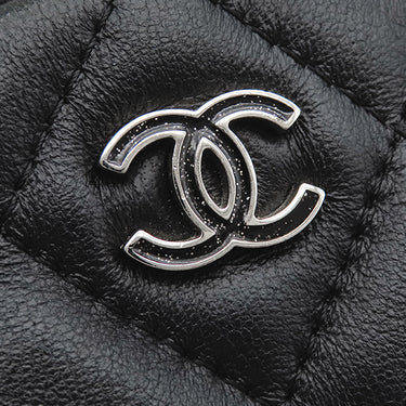 シャネル CHANEL マトラッセ ラウンド チェーン ショルダー ブラック ラムスキン ショルダーバッグ シルバー金具 黒 ココマーク