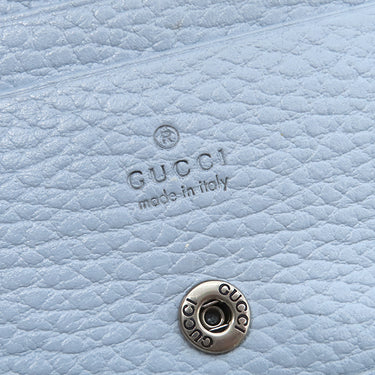 グッチ GUCCI ダブルG コンパクト ウォレット 701074 ブルー レザー チェーンウォレット 青 ミニ 二つ折り 財布