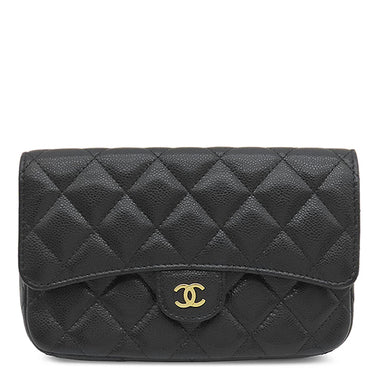 シャネル CHANEL フラップ フォンケース AP2096 ブラック レザー キャビアスキン ショルダーバッグ ゴールド金具 チェーンウォレット