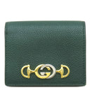 グッチ GUCCI ズゥミ ミニ チェーンウォレット 570660 グリーン レザー 二つ折り財布 ゴールド金具 コンパクト 緑