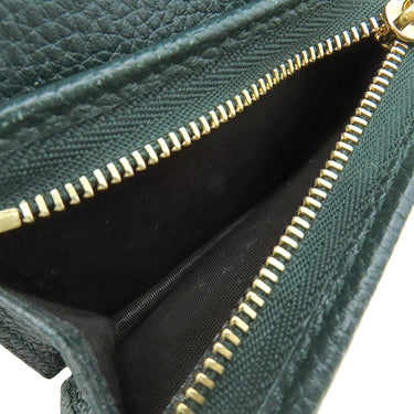 グッチ GUCCI ズゥミ ミニ チェーンウォレット 570660 グリーン レザー 二つ折り財布 ゴールド金具 コンパクト 緑