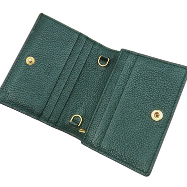 グッチ GUCCI ズゥミ ミニ チェーンウォレット 570660 グリーン レザー 二つ折り財布 ゴールド金具 コンパクト 緑