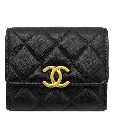 シャネル CHANEL マトラッセ ミニ チェーンクラッチ ブラック レザー キャビアスキン チェーンウォレット ゴールド金具 チェーンショルダー 黒