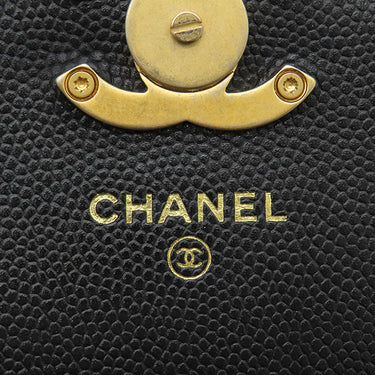 シャネル CHANEL マトラッセ ミニ チェーンクラッチ ブラック レザー キャビアスキン チェーンウォレット ゴールド金具 チェーンショルダー 黒