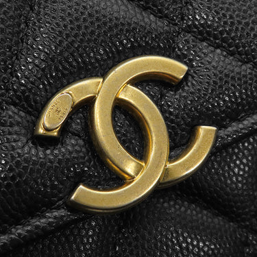 シャネル CHANEL マトラッセ ミニ チェーンクラッチ ブラック レザー キャビアスキン チェーンウォレット ゴールド金具 チェーンショルダー 黒