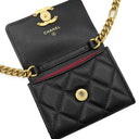シャネル CHANEL マトラッセ ミニ チェーンクラッチ ブラック レザー キャビアスキン チェーンウォレット ゴールド金具 チェーンショルダー 黒