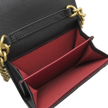 シャネル CHANEL マトラッセ ミニ チェーンクラッチ ブラック レザー キャビアスキン チェーンウォレット ゴールド金具 チェーンショルダー 黒