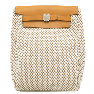 エルメス HERMES エールバッグ TPM ナチュラル×ブラック トワルGM ヴァッシュハンター ショルダーバッグ シルバー金具 茶 黒