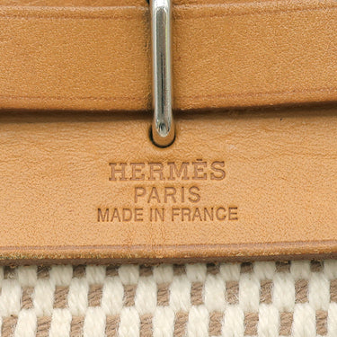 エルメス HERMES エールバッグ TPM ナチュラル×ブラック トワルGM ヴァッシュハンター ショルダーバッグ シルバー金具 茶 黒