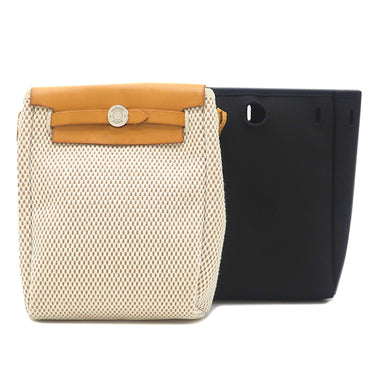 エルメス HERMES エールバッグ TPM ナチュラル×ブラック トワルGM ヴァッシュハンター ショルダーバッグ シルバー金具 茶 黒