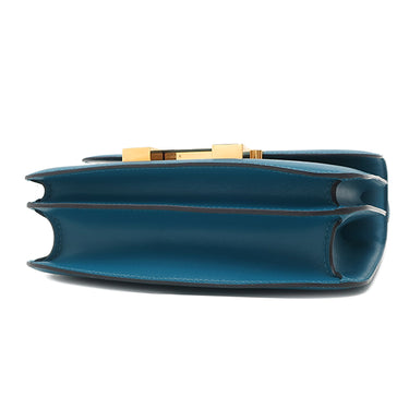 エルメス HERMES コンスタンス3 ミニ ブルーイズミール レザー タデラクト ショルダーバッグ ゴールド金具 青