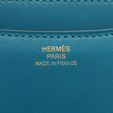 エルメス HERMES コンスタンス3 ミニ ブルーイズミール レザー タデラクト ショルダーバッグ ゴールド金具 青