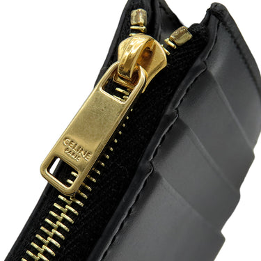 セリーヌ CELINE ジップ付きカードホルダー キュイル トリオンフ ブラック カーフ シャイニーカーフスキン カードケース ゴールド金具 黒 コインケース フラグメントケース