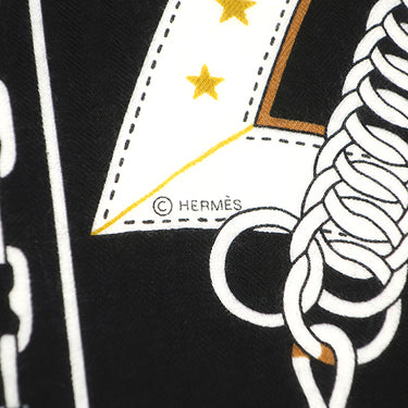 エルメス HERMES カレ140 カレジェアン ブラック×ノアゼット×ゴールド カシミヤ シルク ストール 【LA PROMENADE DU MATIN/朝の散歩】