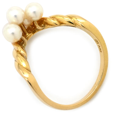 TASAKI TASAKI V字デザイン ツイストリング パールホワイト×イエローゴールド K18YG パール リング 指輪 真珠 6Pパール Au 750 K18YG 10.5号