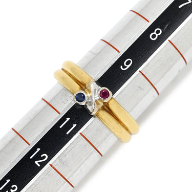 ティファニー Tiffany & Co シグネチャー ルビー サファイア イエローゴールド×ホワイトゴールド K18YG K18WG ルビー サファイア リング 指輪 T&Co. Au750 18K YG WG 10号