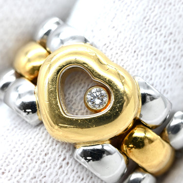 ショパール CHOPARD ハッピーダイヤモンド ハート 82/8401-20 イエローゴールド×シルバー K18YG ステンレススチール ダイヤモンド リング 指輪 K18YG×SS Au750 ムービング 1P 9号