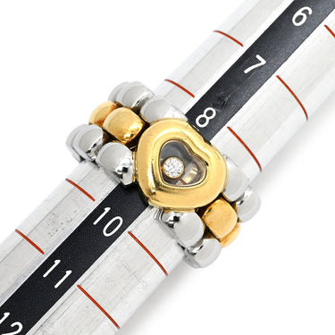 ショパール CHOPARD ハッピーダイヤモンド ハート 82/8401-20 イエローゴールド×シルバー K18YG ステンレススチール ダイヤモンド リング 指輪 K18YG×SS Au750 ムービング 1P 9号