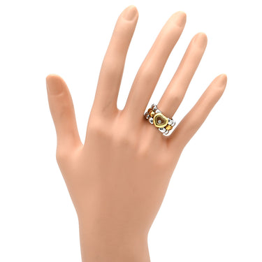 ショパール CHOPARD ハッピーダイヤモンド ハート 82/8401-20 イエローゴールド×シルバー K18YG ステンレススチール ダイヤモンド リング 指輪 K18YG×SS Au750 ムービング 1P 9号
