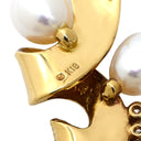 ミキモト MIKIMOTO パール ダイヤブローチ イエローゴールド K18YG ダイヤモンド ブローチ MIKIMOTO Au750 18K 18金 淡水パール 真珠 テクスチャ 葉彫り