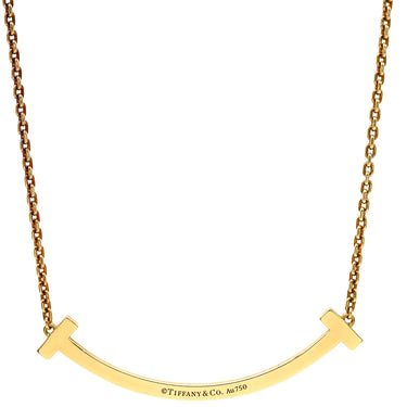 ティファニー Tiffany & Co Tスマイル ペンダント ミディアム ダイヤモンド イエローゴールド K18YG ダイヤモンド ネックレス Au750 Tiffany T smile