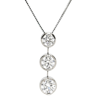 ノンブランド NON BRAND ダイヤペンダント 2.0ct プラチナシルバー Pt900 ダイヤモンド ネックレス 3連 ドロップ スウィング プラチナ 3石 3粒 ラウンドブリリアント