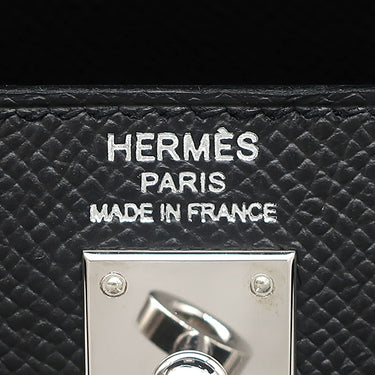 エルメス HERMES ケリー25 外縫い ブラック ヴォーエプソン 2WAYバッグ シルバー金具 黒