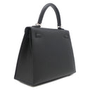 エルメス HERMES ケリー25 外縫い ブラック ヴォーエプソン 2WAYバッグ シルバー金具 黒