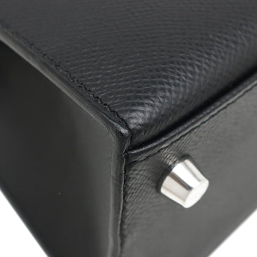 エルメス HERMES ケリー25 外縫い ブラック ヴォーエプソン 2WAYバッグ シルバー金具 黒