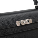 エルメス HERMES ケリー25 外縫い ブラック ヴォーエプソン 2WAYバッグ シルバー金具 黒