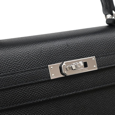 エルメス HERMES ケリー25 外縫い ブラック ヴォーエプソン 2WAYバッグ シルバー金具 黒