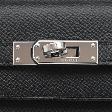 エルメス HERMES ケリー25 外縫い ブラック ヴォーエプソン 2WAYバッグ シルバー金具 黒
