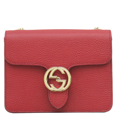 グッチ GUCCI インターロッキングG チェーンショルダー 510304 レッド レザー ショルダーバッグ ゴールド金具 赤 アウトレット品
