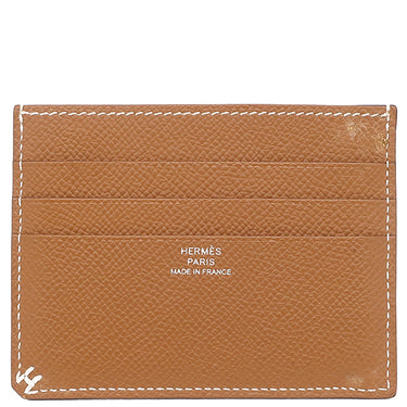 エルメス HERMES Hセリエ ゴールド ヴォーエプソン カードケース アッシュセリエ 茶