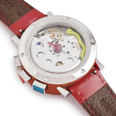 腕時計 アランシルベスタイン ALAIN SILBERSTEIN クロノ バウハウス グミ LWO5100 自動巻き メンズ OH済 レッド 赤 デイデイト 限定
